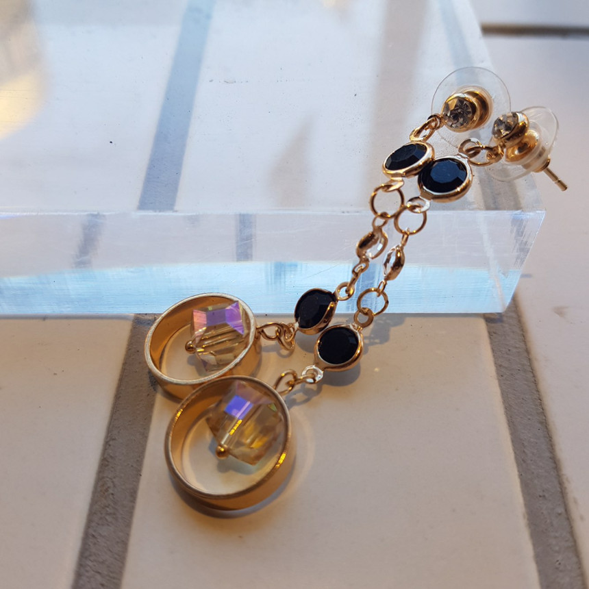 Crystal Drop Earrings 3color Wedding Look Office L