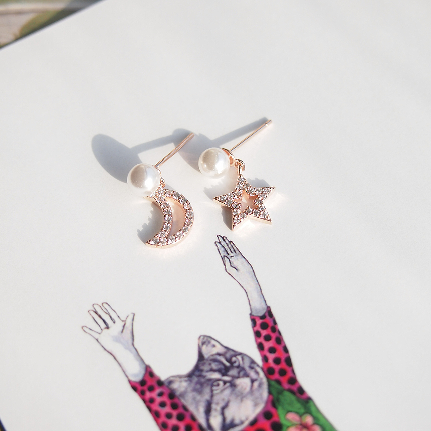 Anti-allergic silver pearl drop earrings 2color si