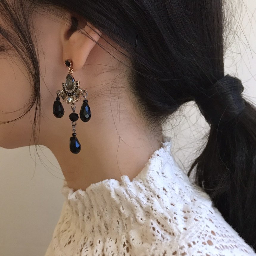 Eleuswal Crystal Drop Earrings 3color Chic Dodgy S