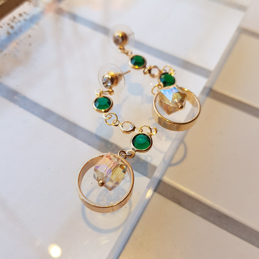 Crystal Drop Earrings 3color Wedding Look Office L