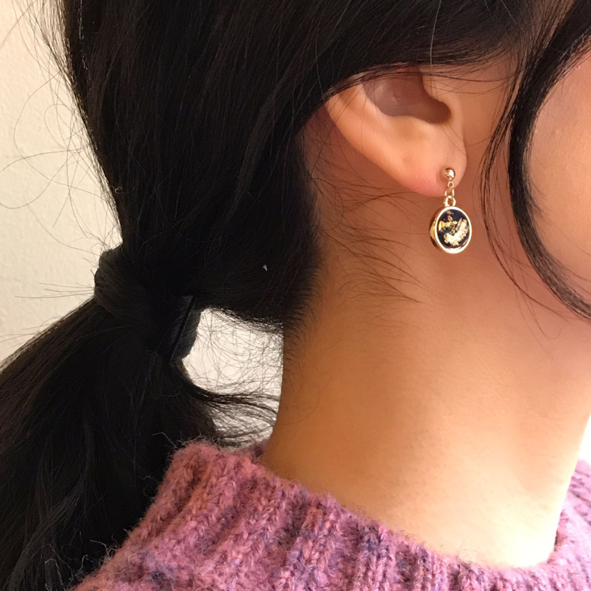 Space Ball HOMEYAKA Cubic Drop Earrings 4color Lov