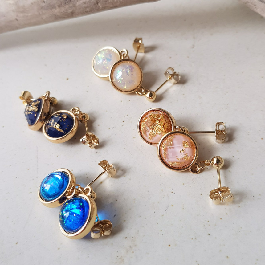 Space Ball HOMEYAKA Cubic Drop Earrings 4color Lov