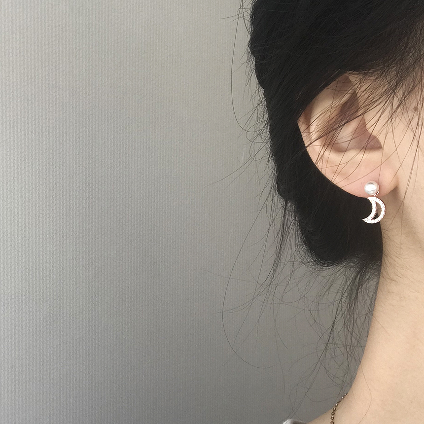 Anti-allergic silver pearl drop earrings 2color si