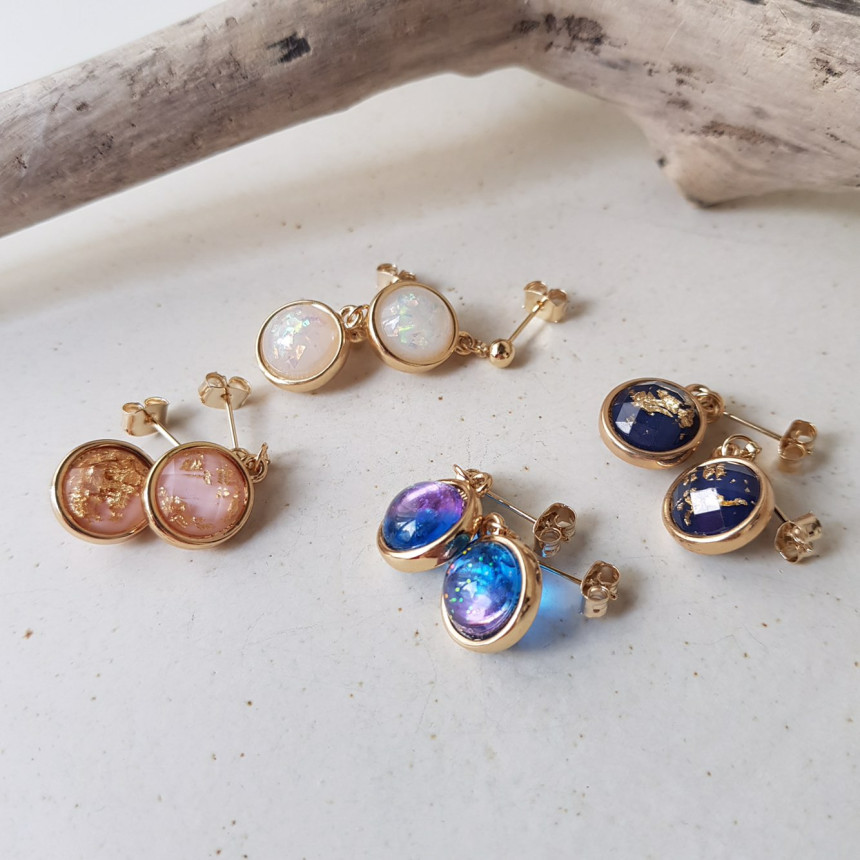 Space Ball HOMEYAKA Cubic Drop Earrings 4color Lov