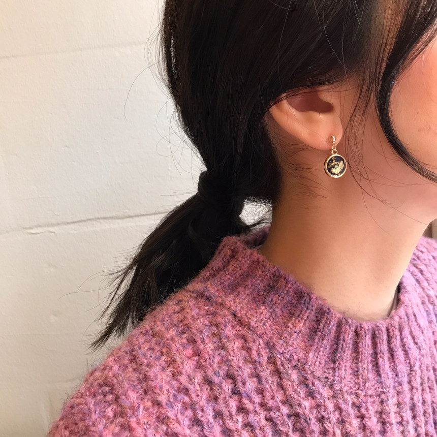 Space Ball HOMEYAKA Cubic Drop Earrings 4color Lov