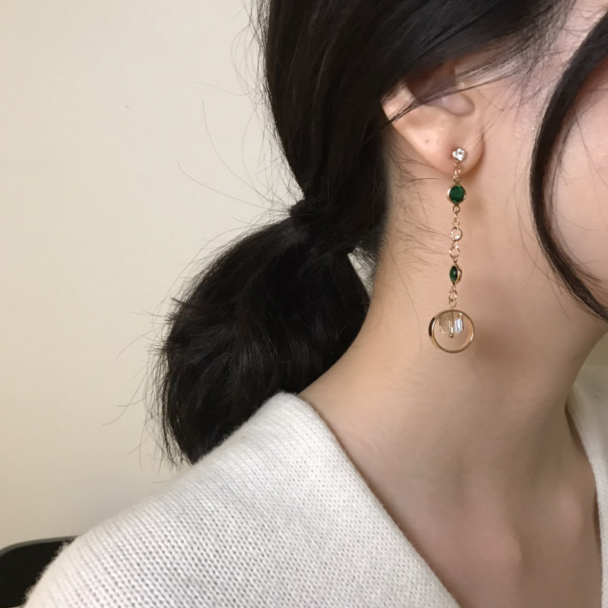 Crystal Drop Earrings 3color Wedding Look Office L