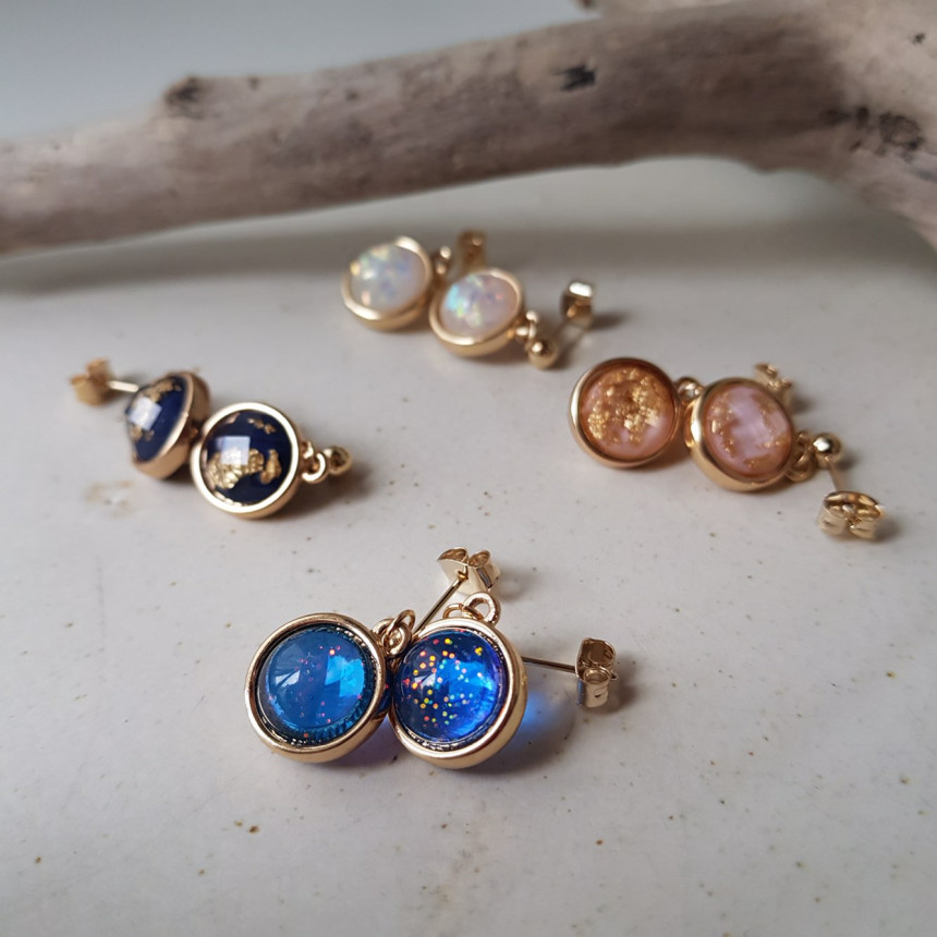 Space Ball HOMEYAKA Cubic Drop Earrings 4color Lov