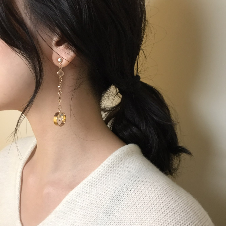 Crystal Drop Earrings 3color Wedding Look Office L