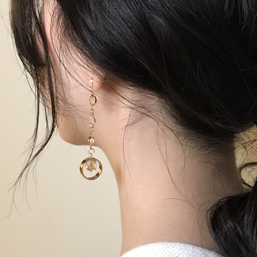 Crystal Drop Earrings 3color Wedding Look Office L