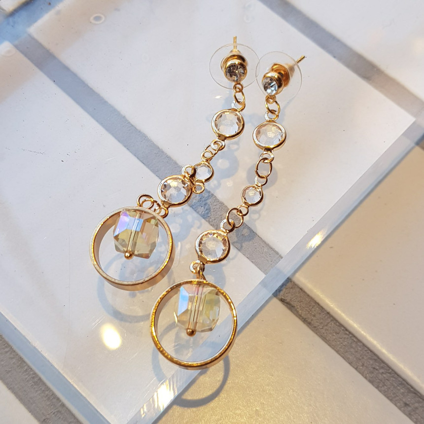 Crystal Drop Earrings 3color Wedding Look Office L