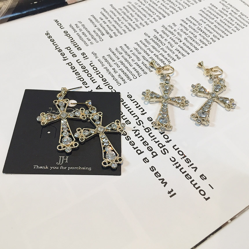 Moushibine Cross Cutter Big Drop Earrings Mouton A