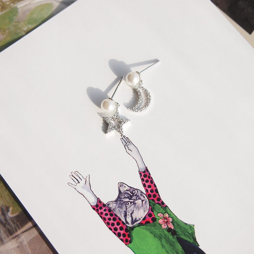 Anti-allergic silver pearl drop earrings 2color si