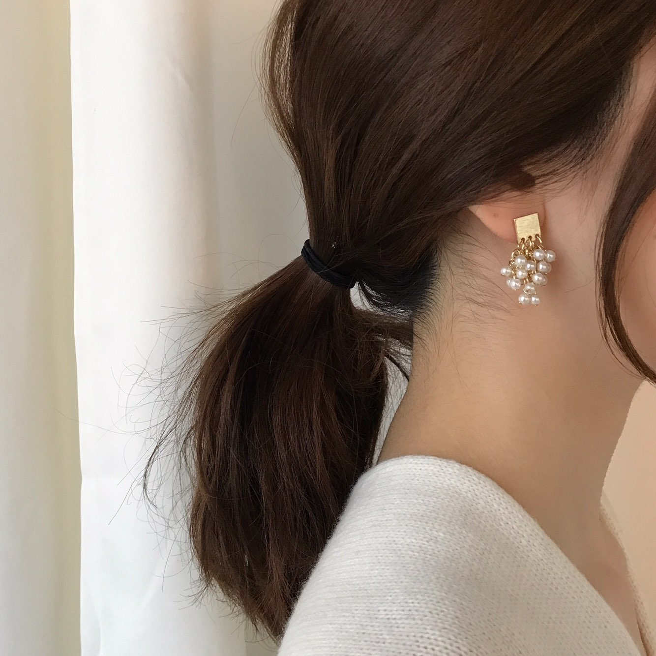 Aiina Pearl Song Drop Earrings Wedding Look Office