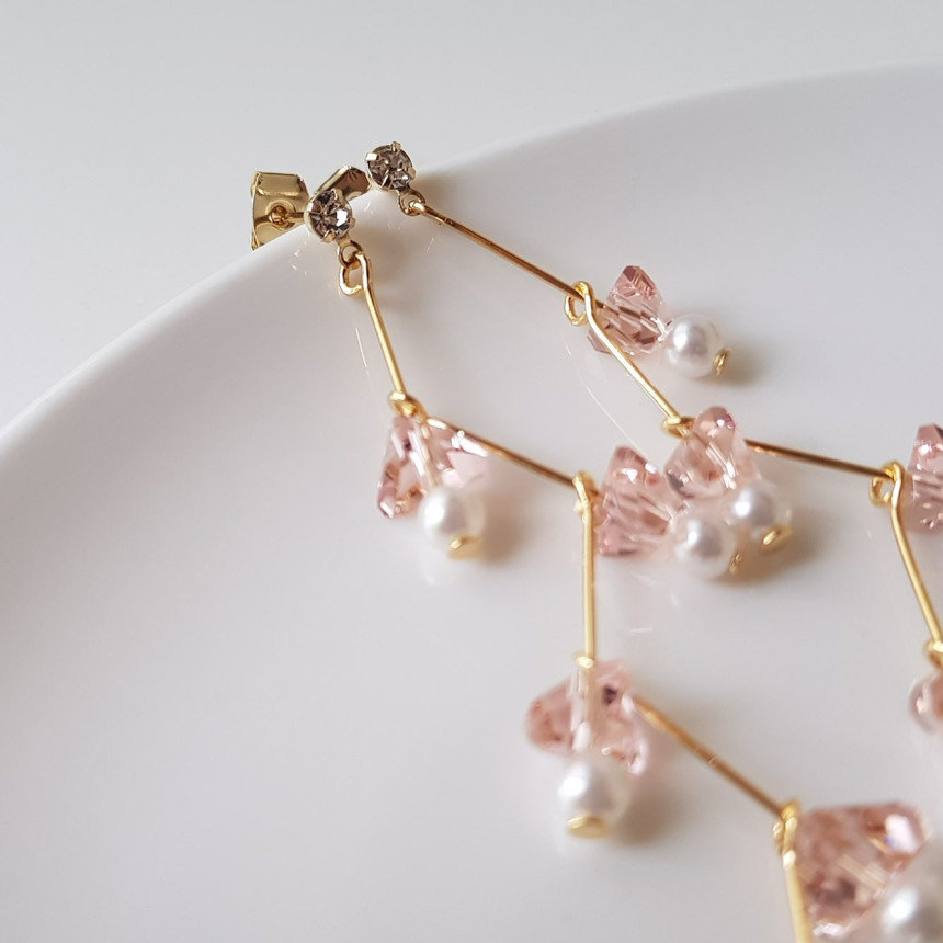 Zig Zag Crystal Cubic Drop Earrings 2color Cheung 