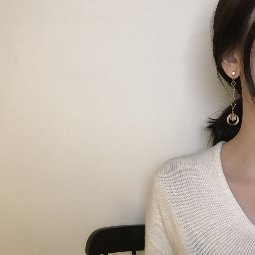 Crystal Drop Earrings 3color Wedding Look Office L