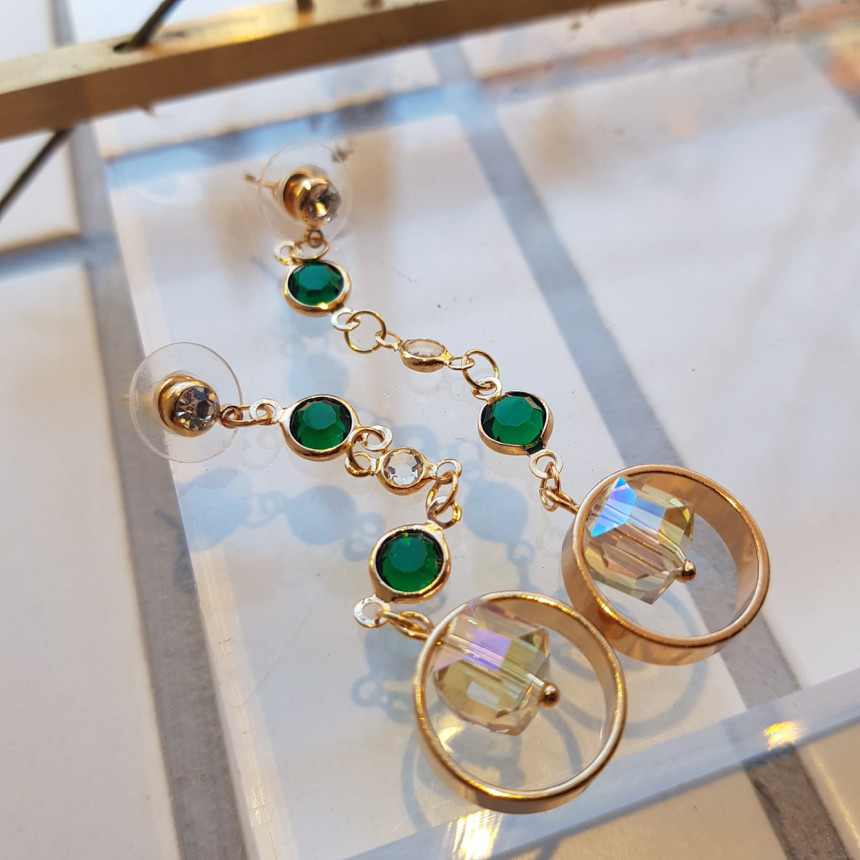 Crystal Drop Earrings 3color Wedding Look Office L