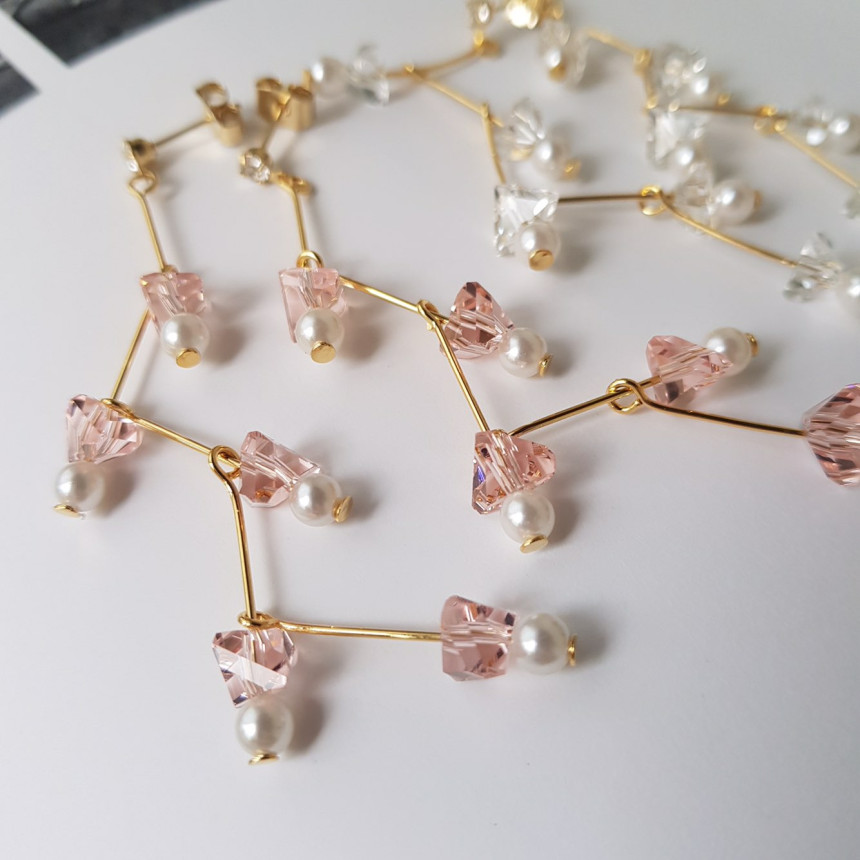 Zig Zag Crystal Cubic Drop Earrings 2color Cheung 