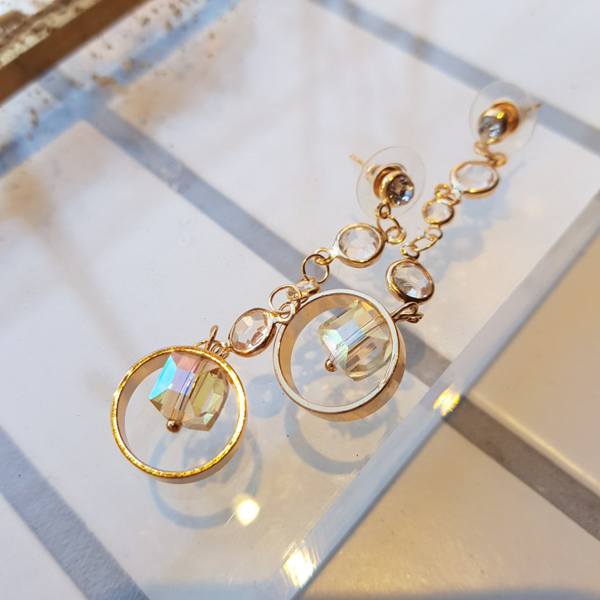 Crystal Drop Earrings 3color Wedding Look Office L