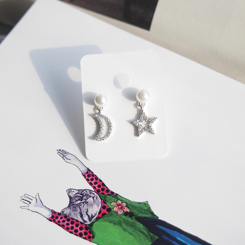 Anti-allergic silver pearl drop earrings 2color si