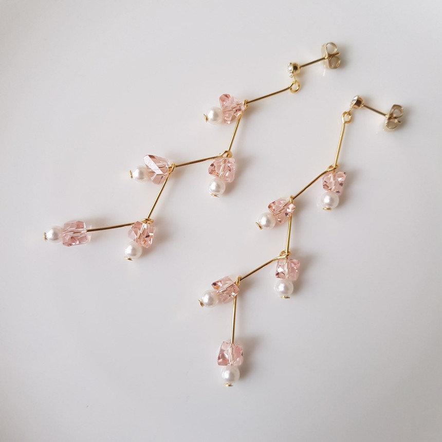 Zig Zag Crystal Cubic Drop Earrings 2color Cheung 