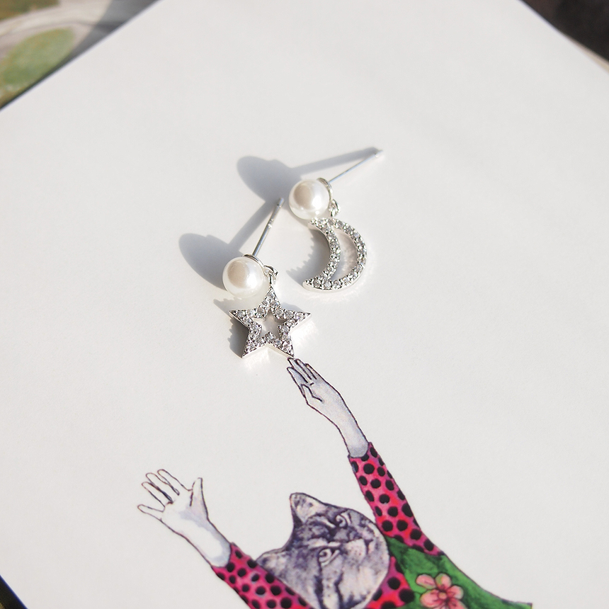 Anti-allergic silver pearl drop earrings 2color si