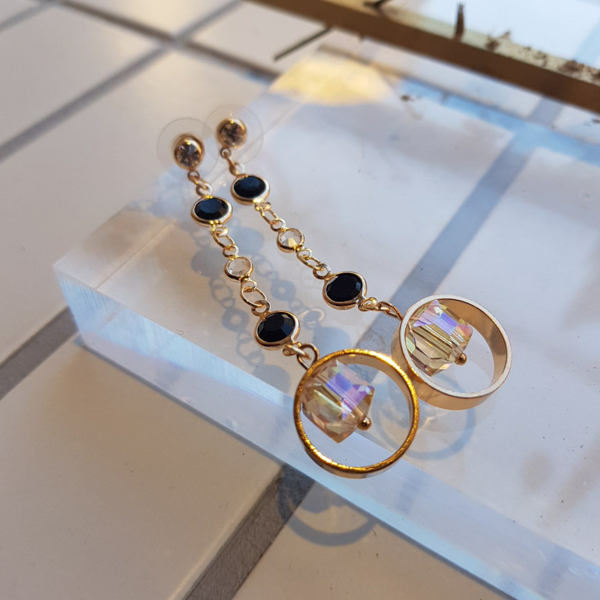 Crystal Drop Earrings 3color Wedding Look Office L