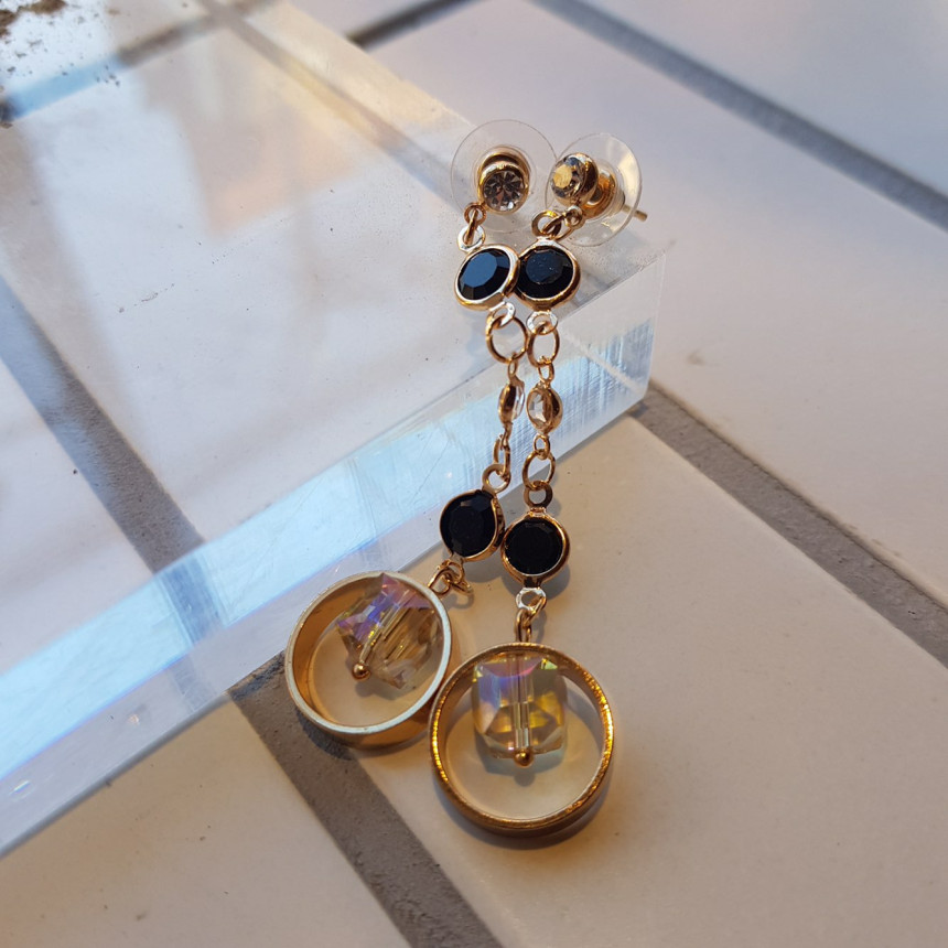 Crystal Drop Earrings 3color Wedding Look Office L