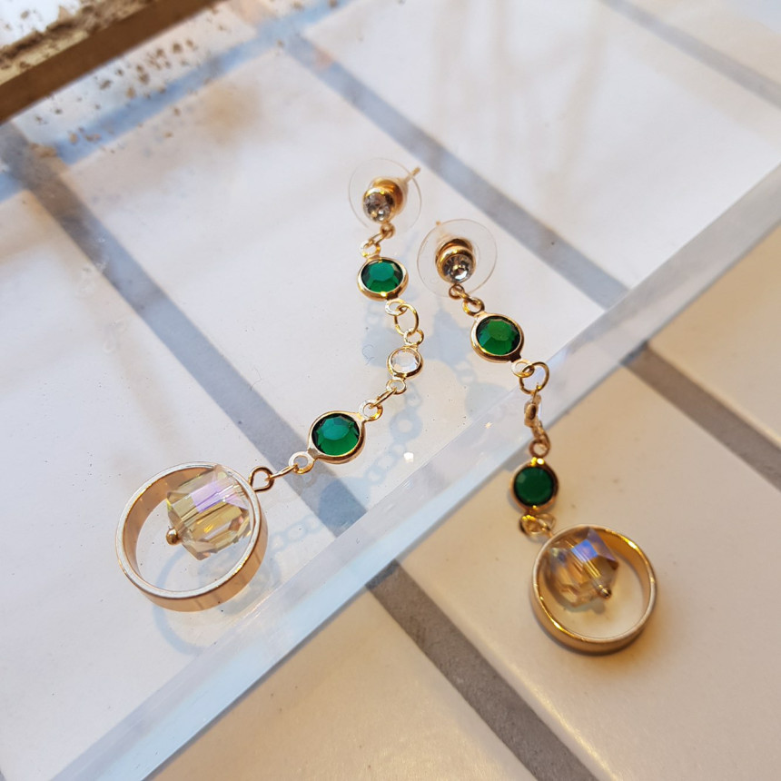 Crystal Drop Earrings 3color Wedding Look Office L