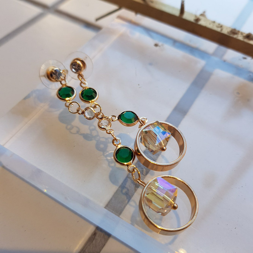 Crystal Drop Earrings 3color Wedding Look Office L