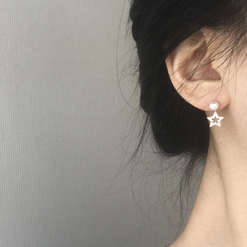 Anti-allergic silver pearl drop earrings 2color si