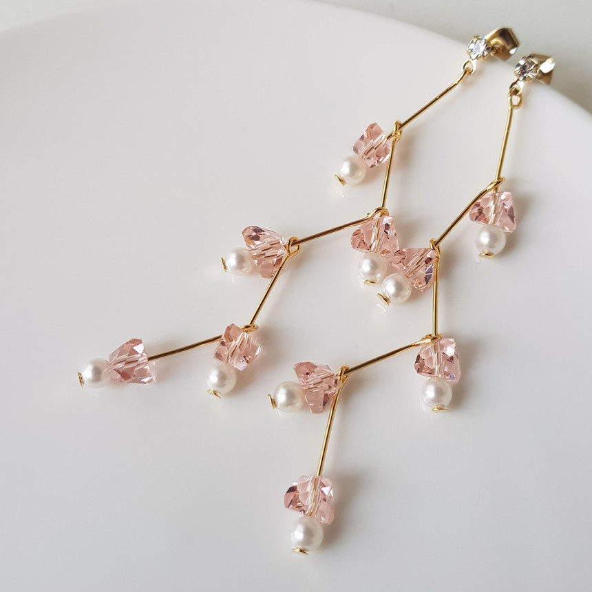 Zig Zag Crystal Cubic Drop Earrings 2color Cheung 