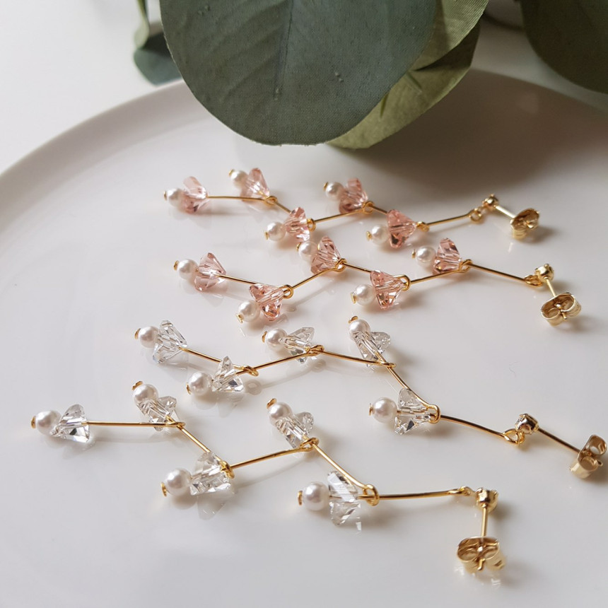 Zig Zag Crystal Cubic Drop Earrings 2color Cheung 