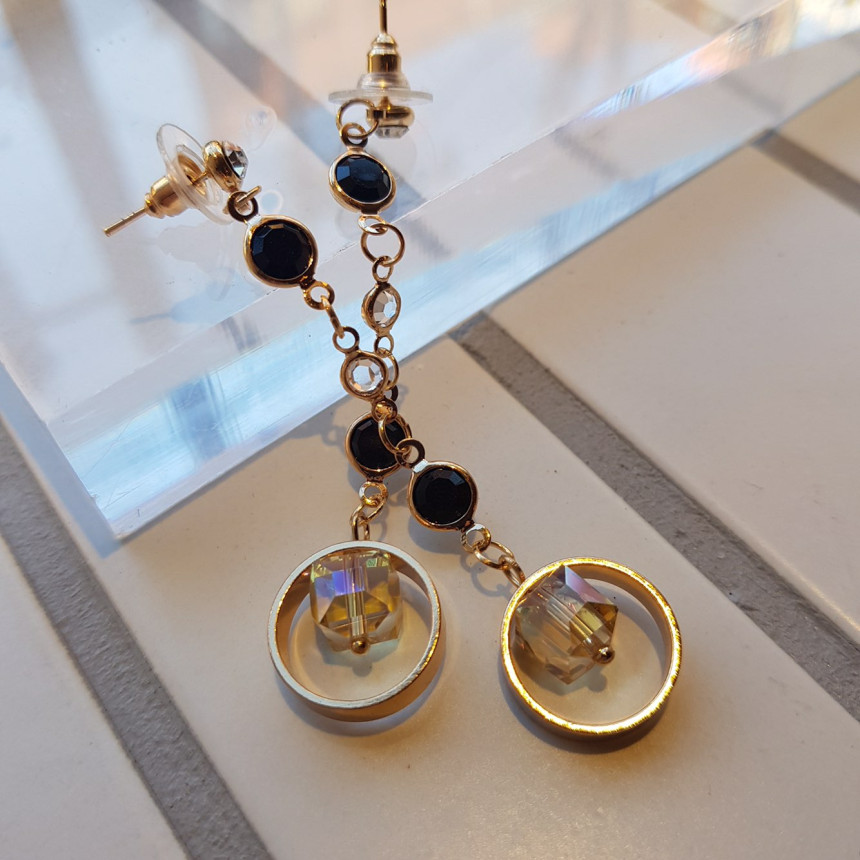 Crystal Drop Earrings 3color Wedding Look Office L