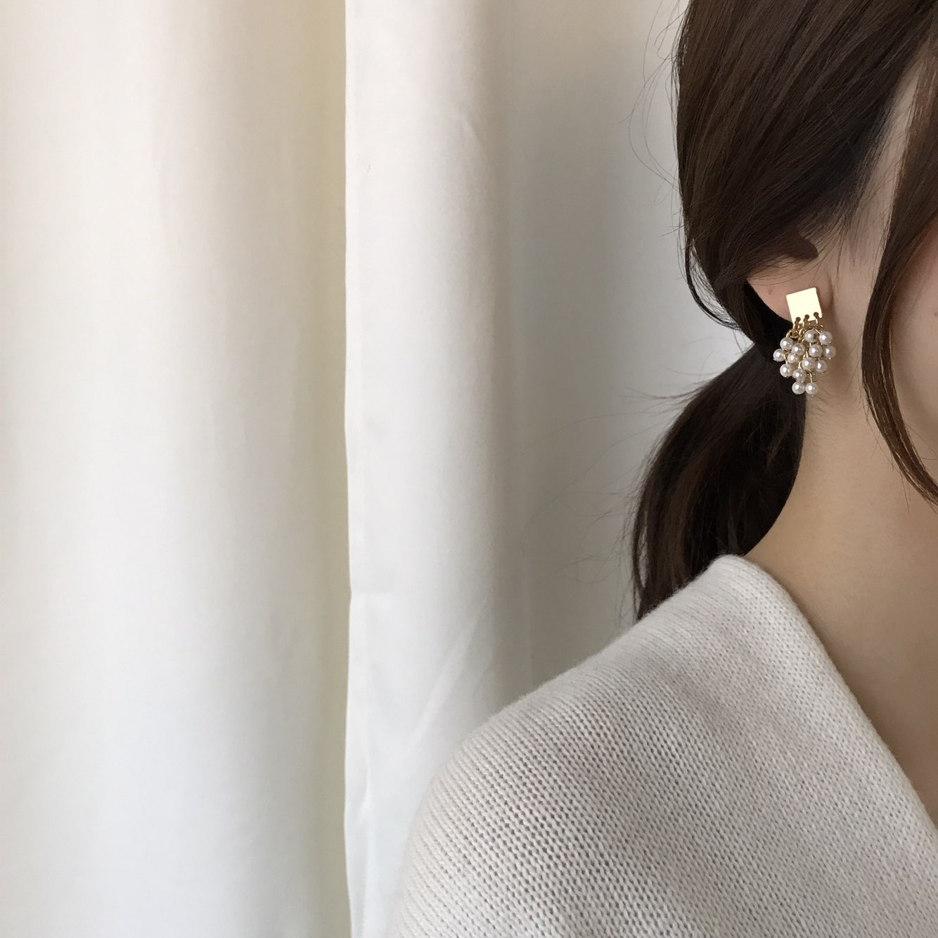 Aiina Pearl Song Drop Earrings Wedding Look Office