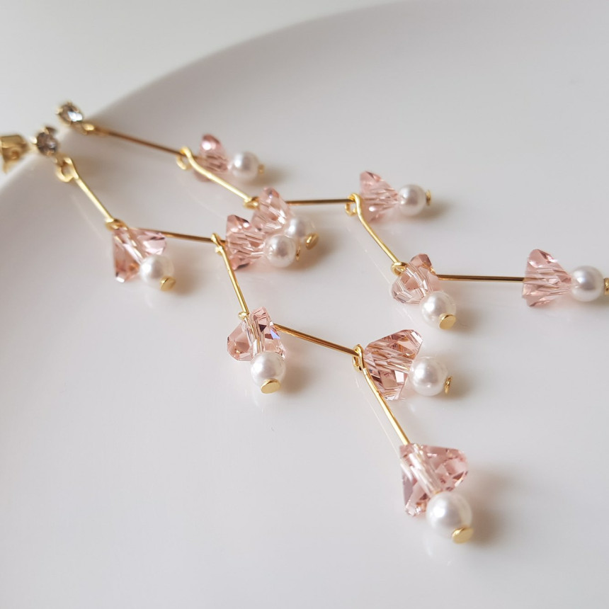 Zig Zag Crystal Cubic Drop Earrings 2color Cheung 