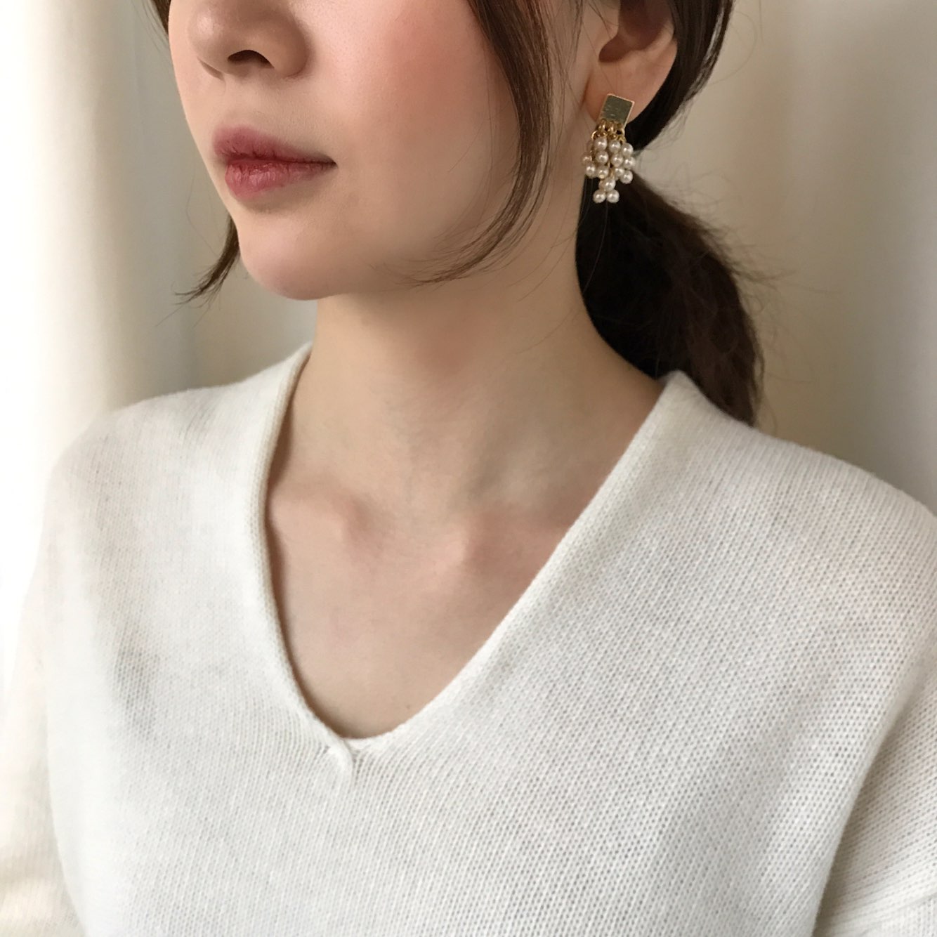 Aiina Pearl Song Drop Earrings Wedding Look Office