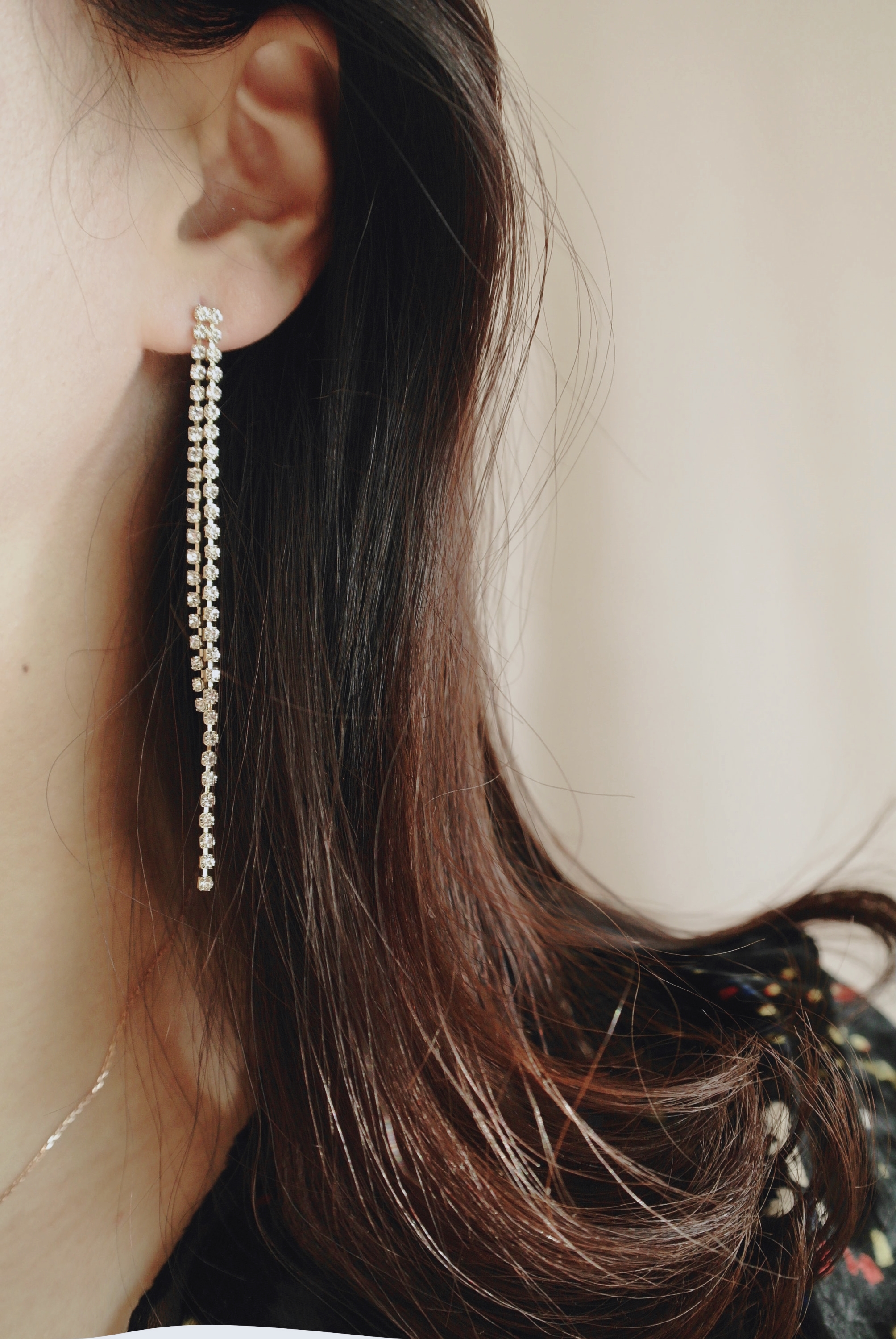 Simple Cubic Jalan Long Drop Earrings Classic Look
