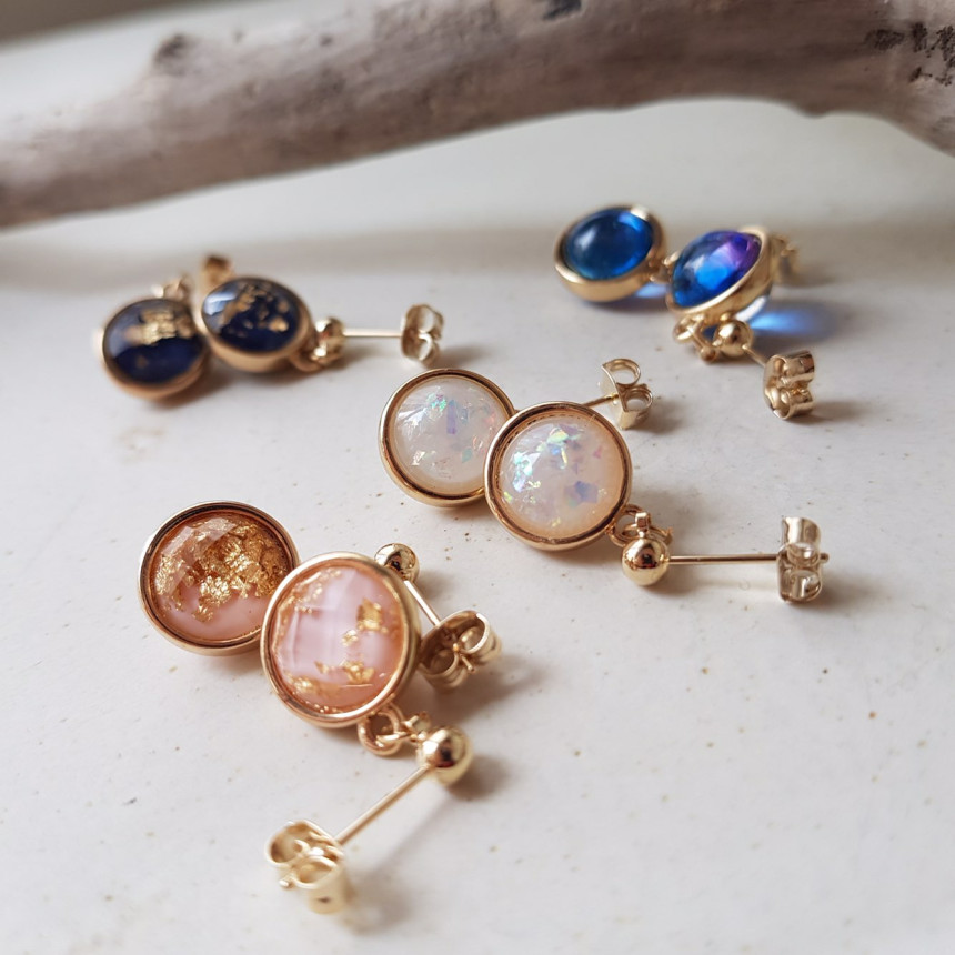 Space Ball HOMEYAKA Cubic Drop Earrings 4color Lov