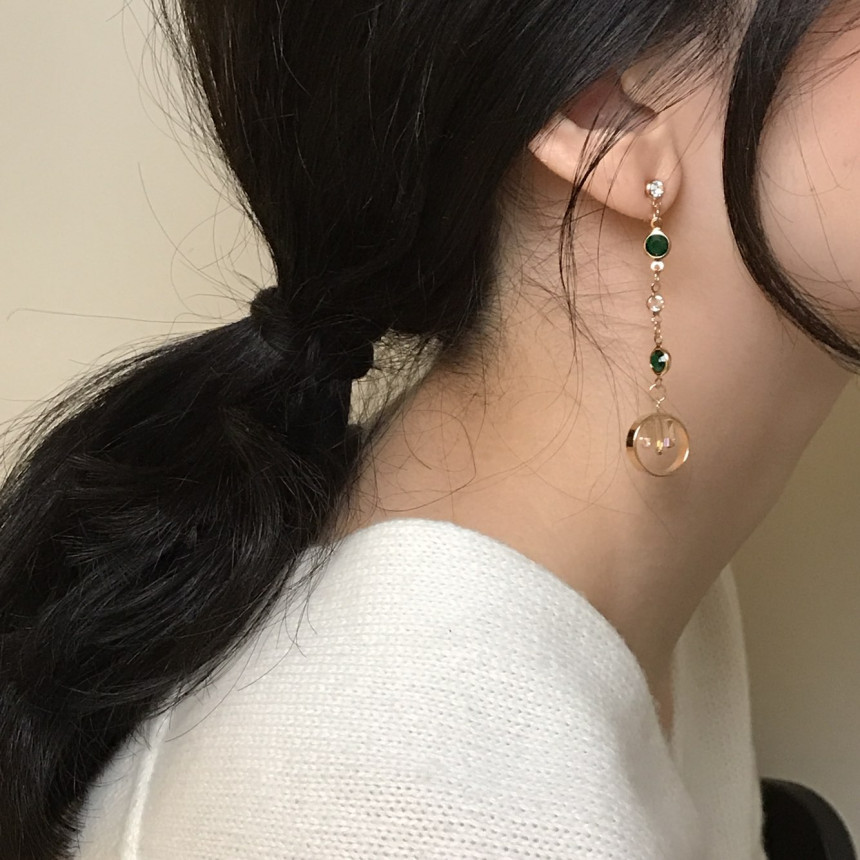 Crystal Drop Earrings 3color Wedding Look Office L