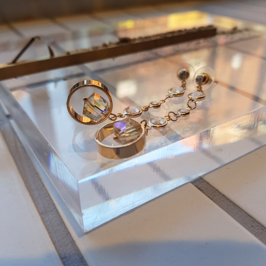 Crystal Drop Earrings 3color Wedding Look Office L