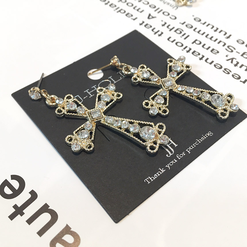Moushibine Cross Cutter Big Drop Earrings Mouton A