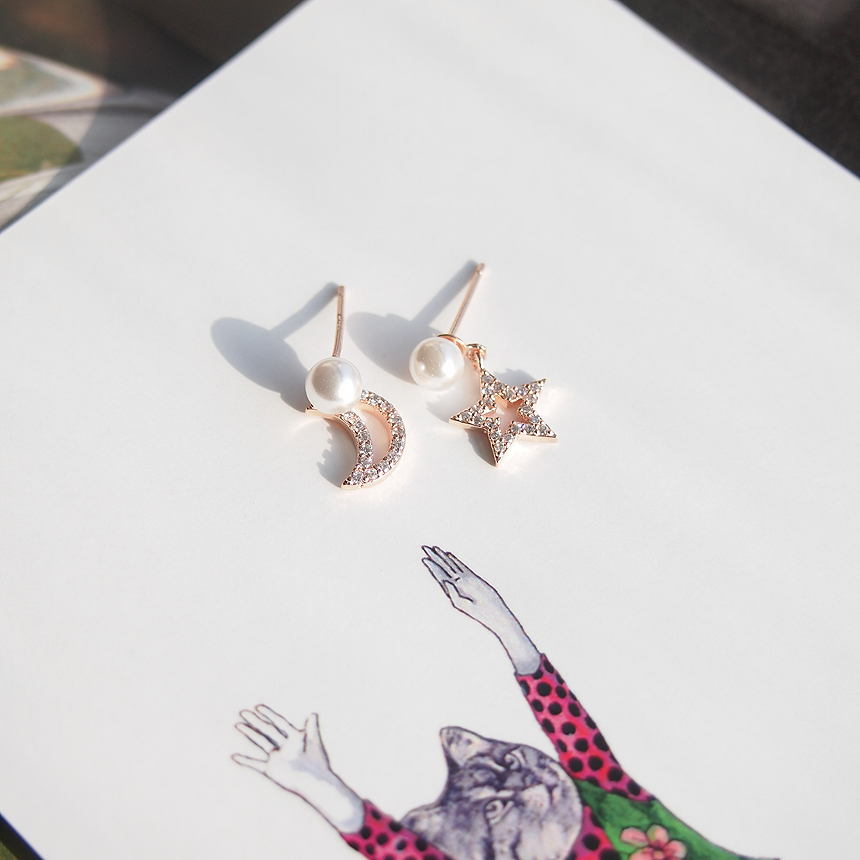 Anti-allergic silver pearl drop earrings 2color si