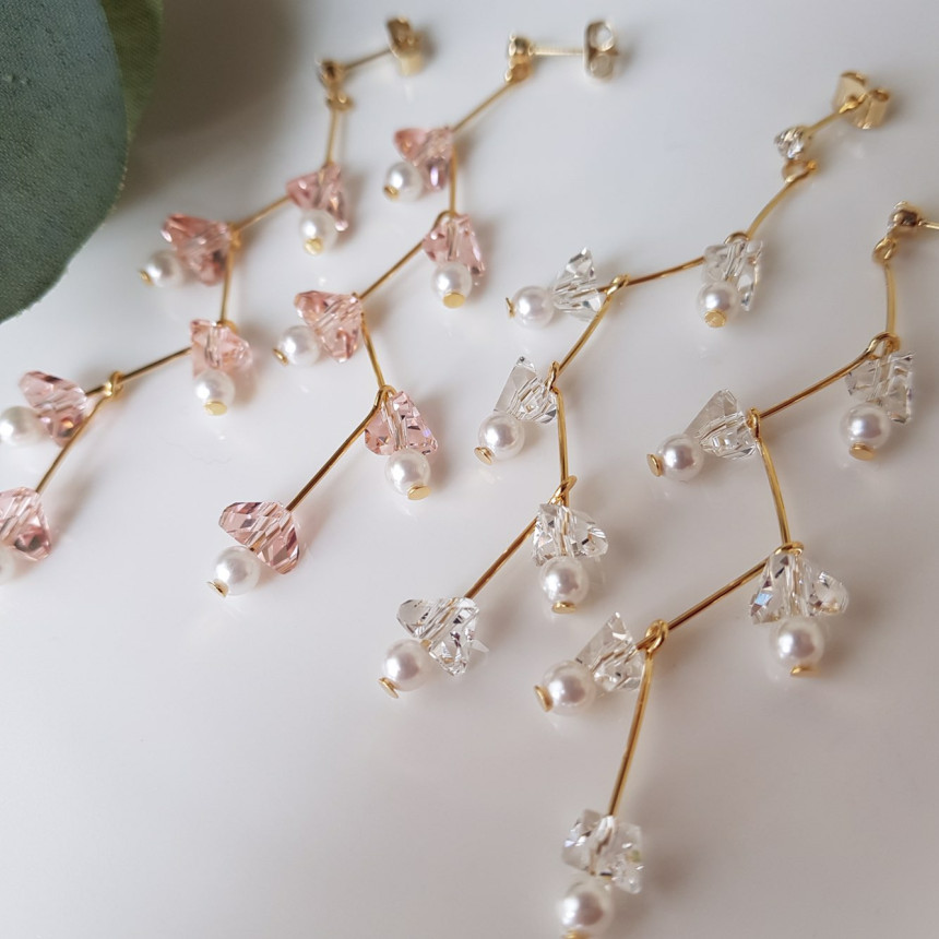 Zig Zag Crystal Cubic Drop Earrings 2color Cheung 