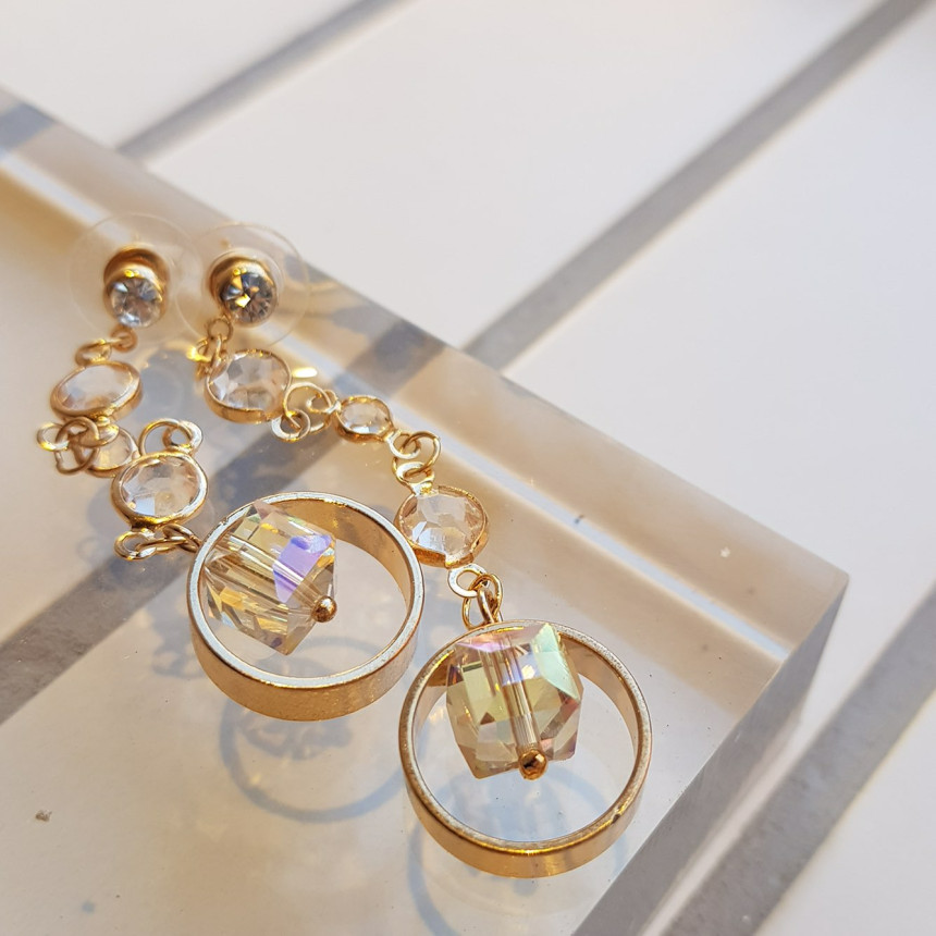 Crystal Drop Earrings 3color Wedding Look Office L