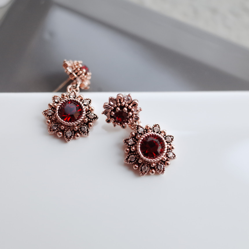 6Colors Greate Double Flower Antique Silver Earrin