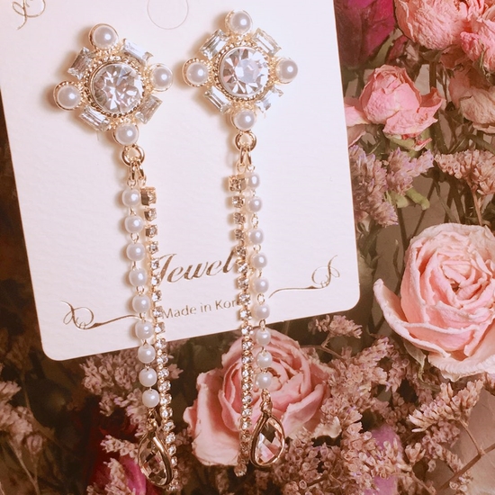 Creamy Drop Earrings Point Cycle Good Bling Bling 