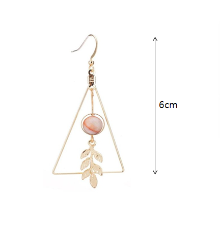 Self-made Retro Gemstone Leaves Earrings Gemstones