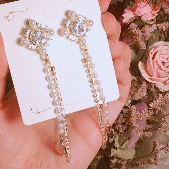 Creamy Drop Earrings Point Cycle Good Bling Bling 