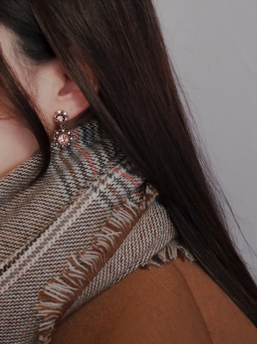 6Colors Greate Double Flower Antique Silver Earrin