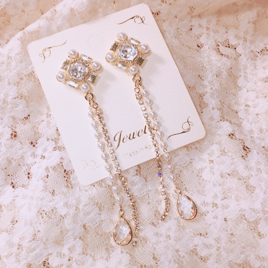 Creamy Drop Earrings Point Cycle Good Bling Bling 